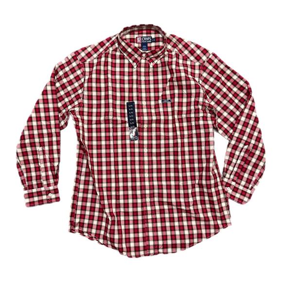 Chaps Ralph Lauren Red & Yellow Plaid Button Down Shirt, Large, NWT - Picture 1 of 6